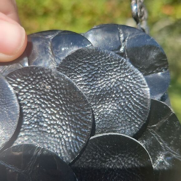 Brighton Black Leather Flower Appliqué Shoulder Bag - Picture 3 of 9